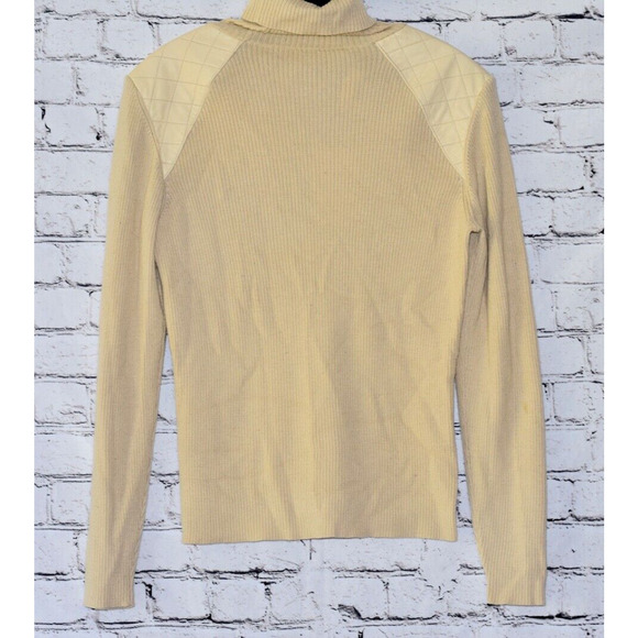 Carlisle Long Sleeve Leather Ribbed Wool Cashmere Blend Turtleneck Size Medium - Picture 4 of 6